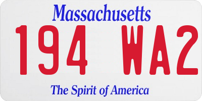 MA license plate 194WA2