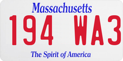 MA license plate 194WA3