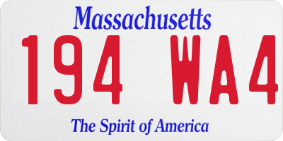 MA license plate 194WA4