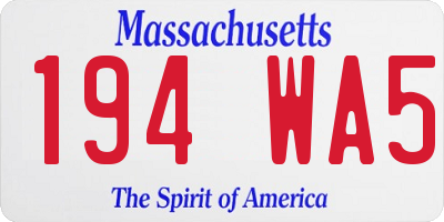 MA license plate 194WA5