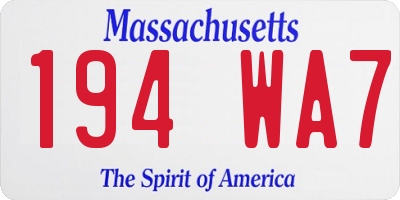 MA license plate 194WA7