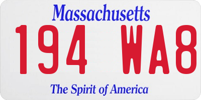 MA license plate 194WA8