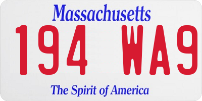 MA license plate 194WA9