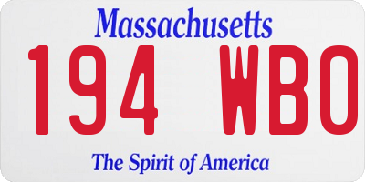 MA license plate 194WB0
