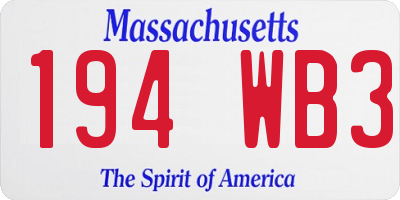 MA license plate 194WB3