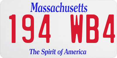 MA license plate 194WB4