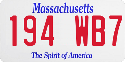 MA license plate 194WB7