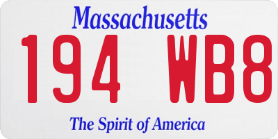 MA license plate 194WB8