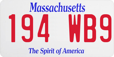 MA license plate 194WB9