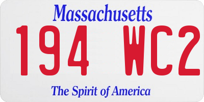MA license plate 194WC2
