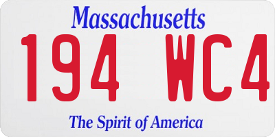MA license plate 194WC4