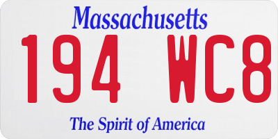 MA license plate 194WC8