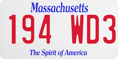 MA license plate 194WD3