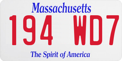 MA license plate 194WD7