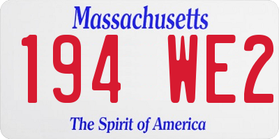 MA license plate 194WE2