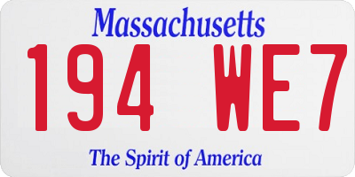 MA license plate 194WE7