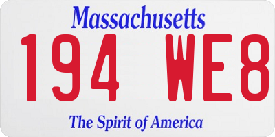 MA license plate 194WE8