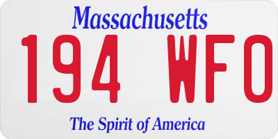 MA license plate 194WF0