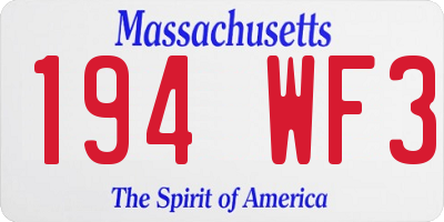 MA license plate 194WF3