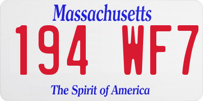 MA license plate 194WF7