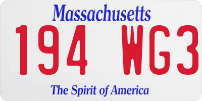 MA license plate 194WG3