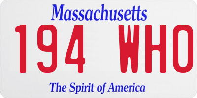MA license plate 194WH0