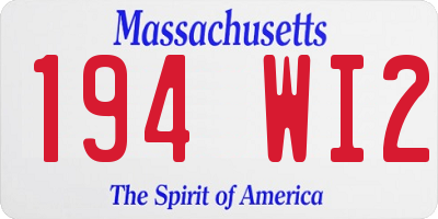 MA license plate 194WI2