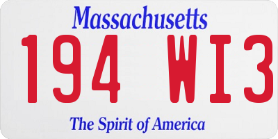 MA license plate 194WI3