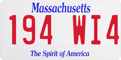 MA license plate 194WI4