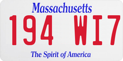 MA license plate 194WI7