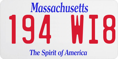 MA license plate 194WI8