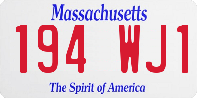 MA license plate 194WJ1