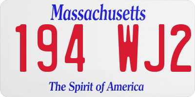 MA license plate 194WJ2