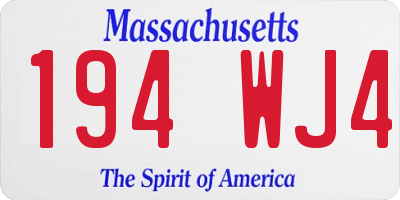 MA license plate 194WJ4