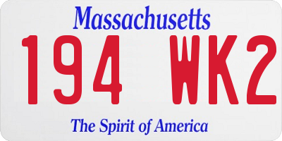 MA license plate 194WK2