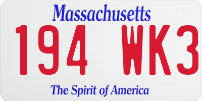 MA license plate 194WK3