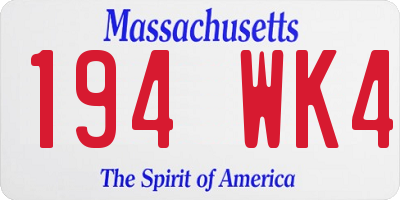 MA license plate 194WK4