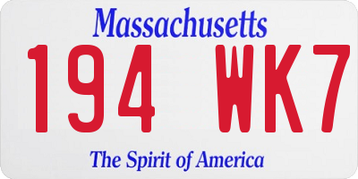 MA license plate 194WK7