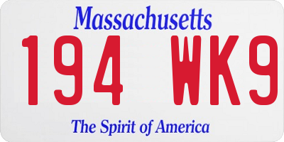 MA license plate 194WK9