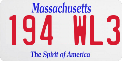 MA license plate 194WL3