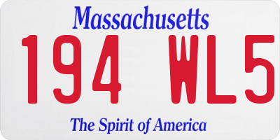 MA license plate 194WL5