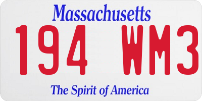MA license plate 194WM3