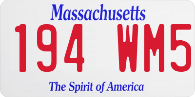 MA license plate 194WM5
