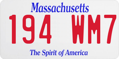 MA license plate 194WM7