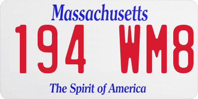 MA license plate 194WM8