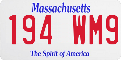 MA license plate 194WM9