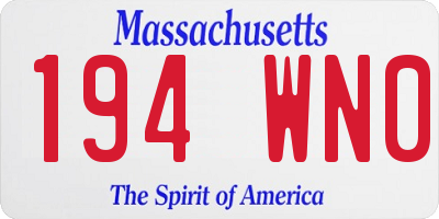 MA license plate 194WN0