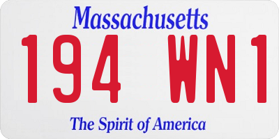 MA license plate 194WN1