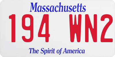 MA license plate 194WN2
