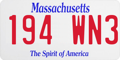 MA license plate 194WN3